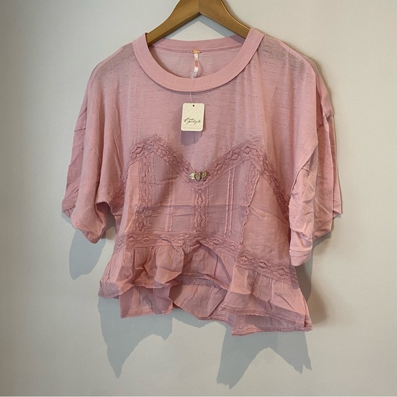 Nwt Free People Fall In Love Tee in Lilac Wine size Small - Picture 9 of 10